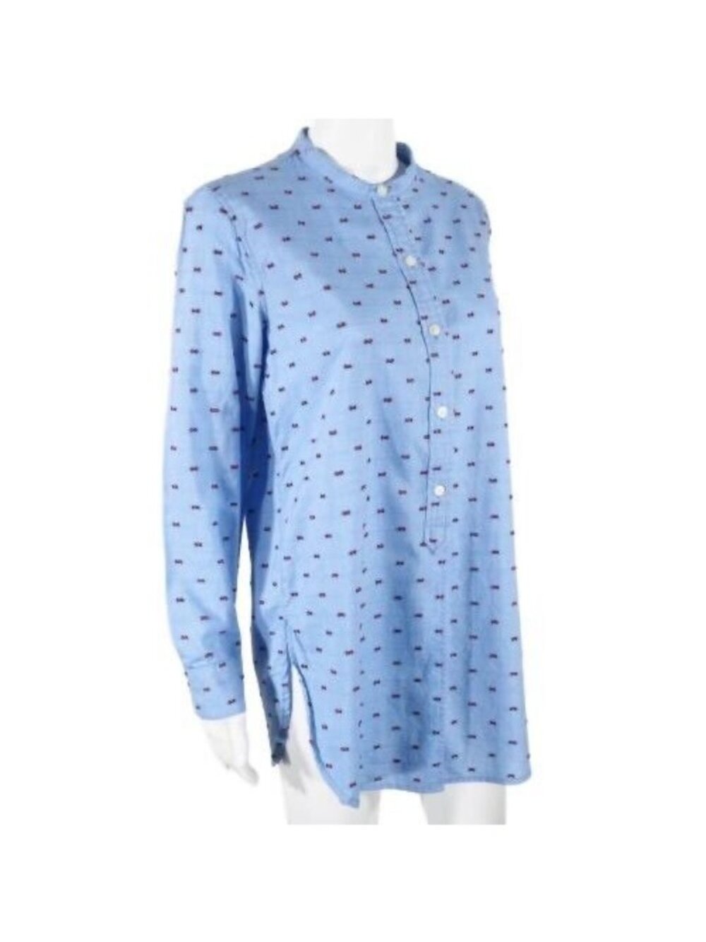 Gap  Womens Tunic Shirt Dress Size Small Oversized Long Sleeve Blue Red Flags